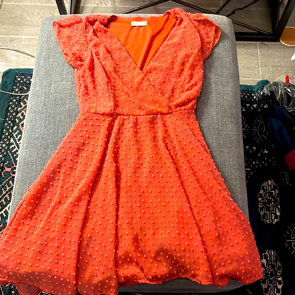 Altar'd State Coral Swiss Dot Dress XS